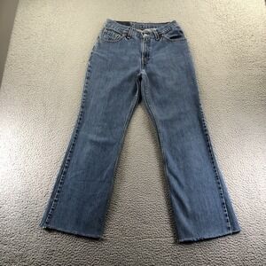 Vintage Levis Jeans Womens 28x29 Blue 517 Bootcut Raw Hem 90s Made In USA